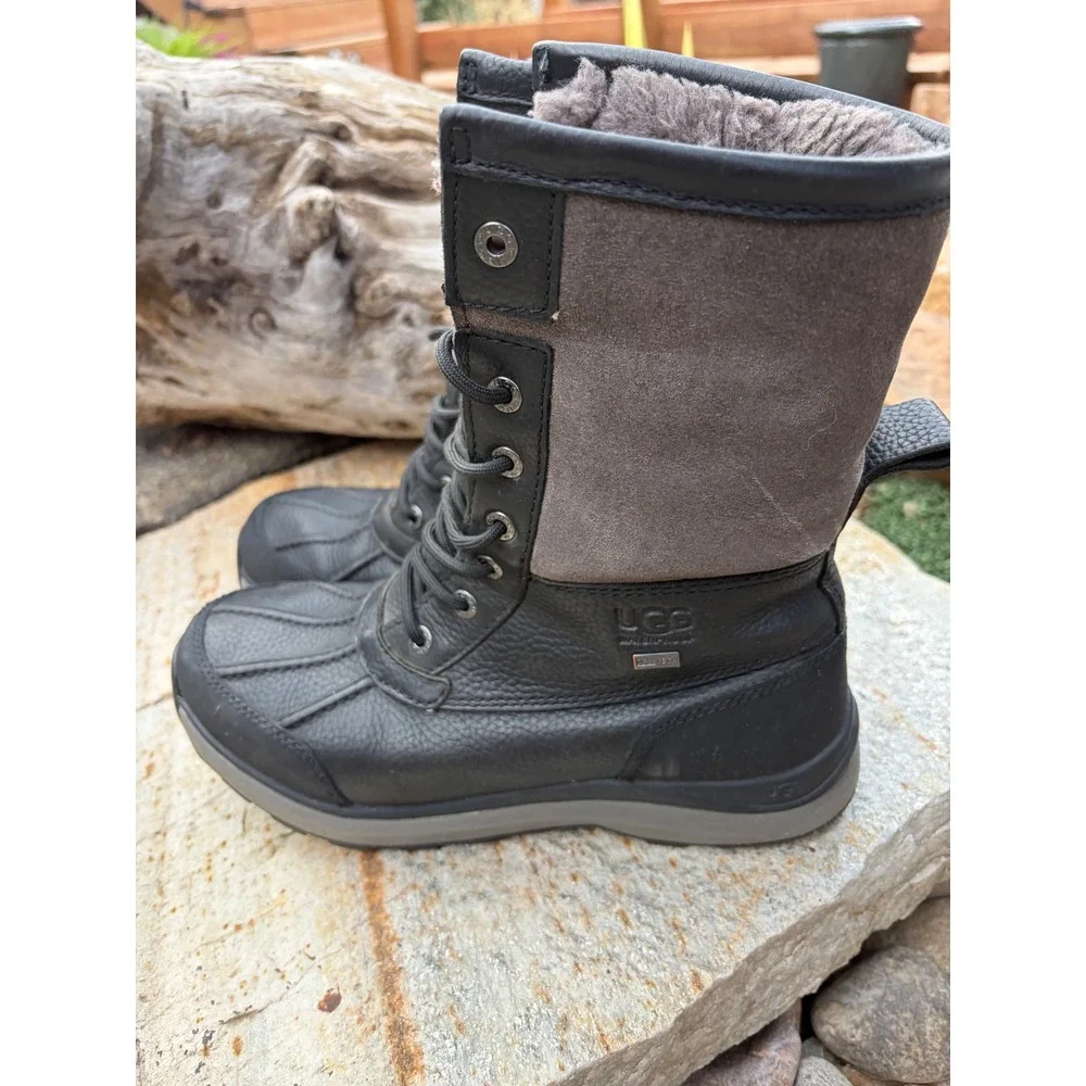 UGG Adirondack III Waterproof Winter Boots Black Leather Sheepskin 1095141